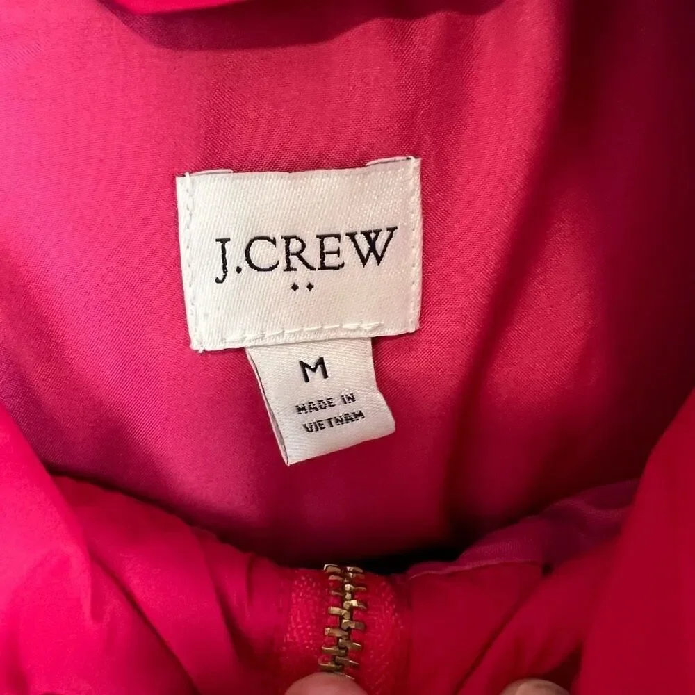 J.Crew Women's Quilted Puffer Vest‎ Medium Pink Casual Sleeveless